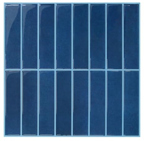 Commomy Vinilo Azulejos Adhesivos Cocina Baño, Azul Oscuro | 3D Baldosas Adhesivas Decorativas Pared Azulejo Metro Adhesivo(10-Piezas, 30.5 x 30.5 cm)