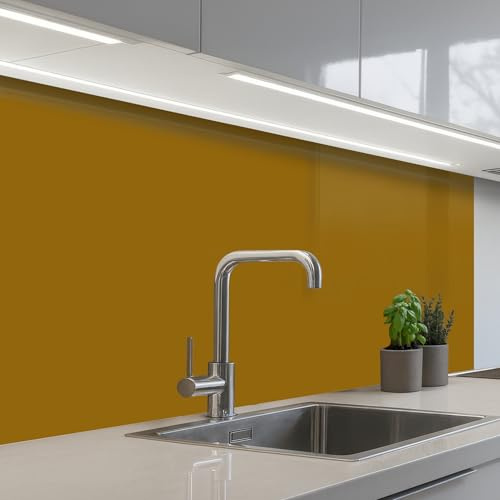 KitchenYeah© Splashback for Kitchen self Adhesive Sink Splash Splatter | 24x39 / 60x100 cm - Guard Backsplash Decor Gold - Luxury - Interior