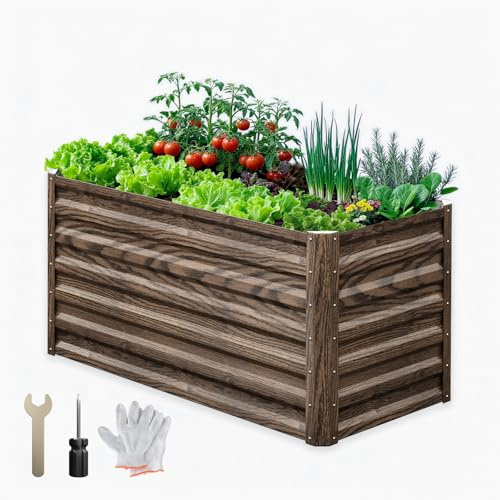 Hochbeet Metall - 120x60x60 cm Pflanzbeet Hochbeete für Garten aus Verzinktem Stahl - Wetterfest & Rostfrei Gartenbeet für Garten Terrasse & Balkon - Hochbeet-Kit für Gemüse, Kräuter & Blumen