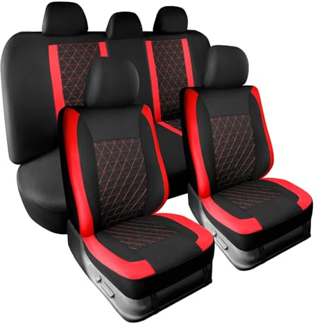 ZHISHIGUO Coprisedili Auto per Fiat Grande Panda 2024-2026, Set 5 Posti Tessuto e Antiscivolo Traspirante, Anteriori e Posteriori Confortevoli e Protettivi, Accessori Auto(Red)