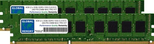 GLOBAL MEMORY 4 GB (2 x 2 GB) DDR3 1333 MHz PC3–10600 240-PIN ECC DIMM (UDIMM) Arbeitsspeicher Kit für Apple Mac Pro (Mitte 2010 -2012)