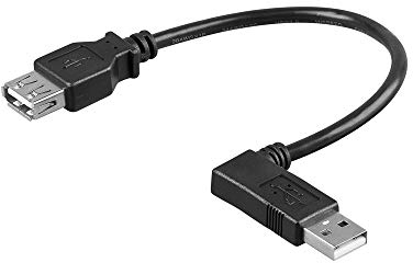 Goobay 95705 USB 2.0 Hi-Speed Verlängerungskabel 90°, USB 2.0-Buchse (Typ A) > USB 2.0-Stecker (Typ A) 90°, schwarz, 0,3m