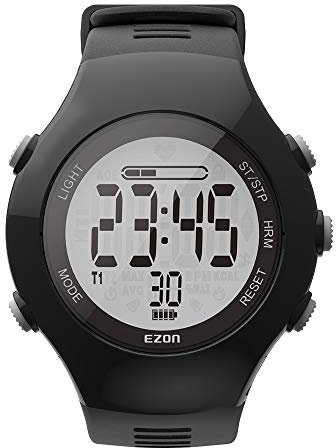 EZON Optical Heart Rate Monitor Sports Digital Wristatch for Outdoor Running with Dual Alarm, Pedometer, Calorie Counter, Stopwatch T043