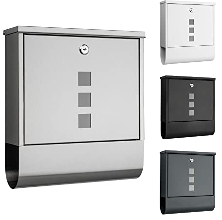 VERDOBA Briefkasten Edelstahl mit Zeitungsfach - Briefkasten Edelstahl mit Schloss - Wandbriefkasten - moderner Briefkasten mit Zeitungsfach und Sichtfenster