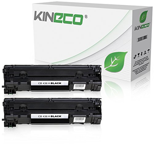 Kineco 2 Toner kompatibel mit HP CB436A Laserjet P 1503 1504 1505 1506 N M 1522 NF 1120 A N H W MFP 1500 Series - 36A - Schwarz je 2.000 Seiten