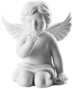 Rosenthal Engel mittel Weiss matt Engel Handkuss, 15x12x11 cm