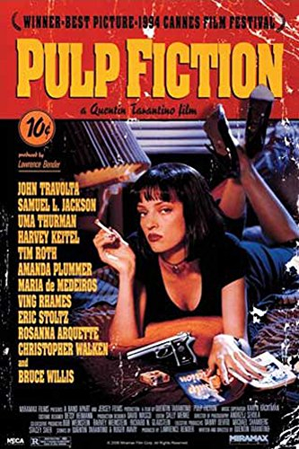 Pulp Fiction Filmplakat Filmposter Kino Movie Quentin Tarantino Uma Thurman John Travolta - Grösse 61x91,5 cm + 1 Ü-Poster der Grösse 61x91,5cm