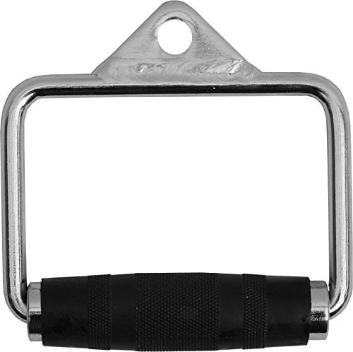 BodyRip Stirrup Handle Multi Gym Cable Machine Attachment Pull Down Weight (Black Rubber Handle)