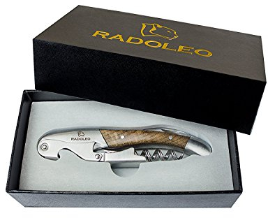 RADOLEO® Kellnermesser - Premium Korkenzieher | Profi Sommeliermesser (Weinöffner) hochwertige Edelstahl & Holz-Materialien | edle Geschenk-Verpackung (GMELIA)…