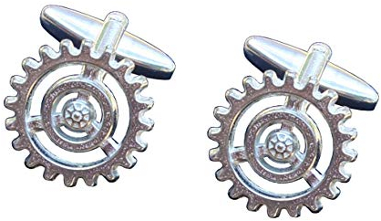 Manschettenknopfe Steampunk Zahnrad Handgegossen von William Sturt aus Deutsche Zinn (Pewter)