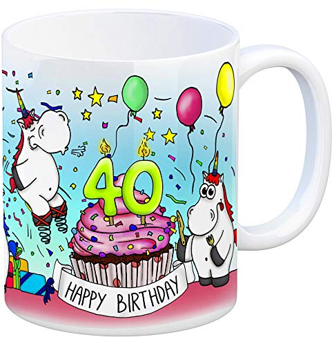 trendaffe - Honeycorns Tasse zum 40. Geburtstag mit Muffin und Einhorn Party