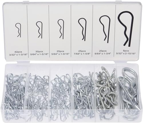 Neiko 50457A Cotter Pin Assortment Kit, 150 Piece Zinc Plated Steel Clips, Small Cotter Pins for Use on Hitch Pin Lock System, Assorted Cotter Pins, Hair Pin Assortment Kit, R Clips