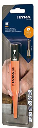 LYRA Ink L4488003 Marqueur à trous profonds avec pointe télescopique Ø 1 mm et 35 mm de long, encre permanente noire pour toutes les surfaces sous blister