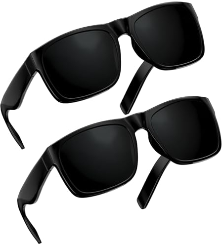 grinderPUNCH 2 Pack Mens Oversized Sunglasses XL Big Head Fit, Extra Wide Frame Sunglasses for Men, XXL Large Wide Shades (2 Pack Black Frame/Black Polarized Lens)
