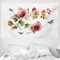 ABAKUHAUS Blume Wandteppich und Tagesdecke, Shabby Pflanze Rosen Knospen aus Weiches Mikrofaser Stoff Waschbar ohne Verblassen Digitaldruck, 230 x 140 cm, Weiß Rosa
