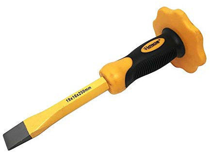 Gloriashoponline SCALPELLO PIATTO 250 MM CON PROTEZIONE MANO PER MURATORE PIETRA EDILIZIA
