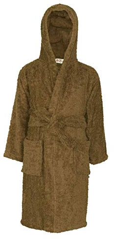 A2Z 4 Kids Girls Boys Terry Towel Beach Bathing Hooded - Towel Bathrobe Brown_11-12
