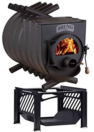 Werkstattofen Bruno Pyro V mit Herdplatte - 25 kW Warmluftofen - Energieeffizienzklasse A - Zulassung für Deutschland und Schweiz - BimSchV (Untergestell Compakt, ohne Seitenverkleidung)