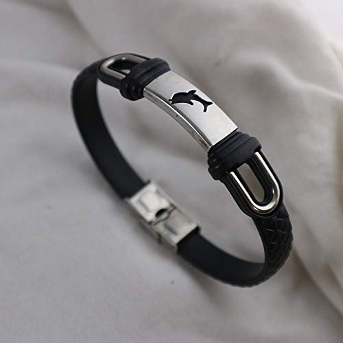ADGJL Bracelet Cuir Homme Manchette,Bracelet De Manchette en Cuir Classique À La Main Tressé Bracelet Noir Punk Poli Gravé Dauphin avec Fermoir Charme Bijoux pour Femmes Hommes Cadeau