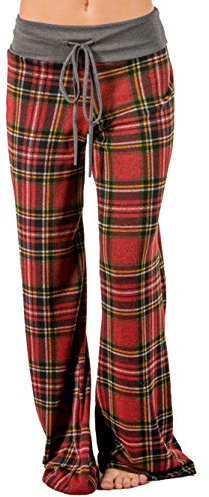 Famulily Bequeme Stretchhose für Damen, gestreift, mit Kordelzug, lang, weites Bein Gr. M, gelbgrün