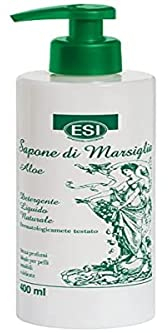 ESI - Sapone di Marsiglia Liquido, con Aloe Vera, Idrata, Nutre e Lenisce la Pelle, Azione Protettiva della Cute, Dermatologicamente Testato, Senza Profumi e Coloranti, 400 ml