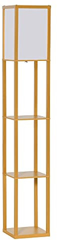 HOMCOM 3-Tier Floor Lamp, Floor Light with Storage Shelf, Reading Standing Lamp with Acrylic Shade for Living Room, Bedroom, Kitchen, Dining Room, Office, Dorm, 160cm, Natural