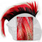 3T-SISTER Helm Mohawk Hawk Cosplay Perücke Zubehör für Motorrad Fahrrad Ski Helme Echthaar Dekorationen (Helm nicht enthalten) (Rot), average
