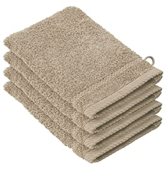 De Witte Lietaer Lot de 4 Gants de Toilette Stephanie, Beige Sand, 15x21 cm