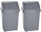 JMS we create smile (𝐒𝐞𝐭 𝐨𝐟 𝟐) Swing Bin Under Kitchen Cabinet Dust Bin Storage Bin Food Grade Plastic Swing Top Waste Rubbish Garden Compost Bin - Made in UK (Medium (25 Litre), Silver / Grey)