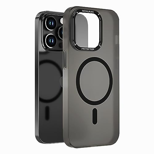 SZJLDS Hülle für iPhone 14 Pro Max - Magnetische Handyhülle Kompatibel mit Magsafe, Transluzente Mattem Finish Hard PC Schutzhülle Anti-Fingerabdruck Kratzfeste Stoßfest Case (Schwarz)