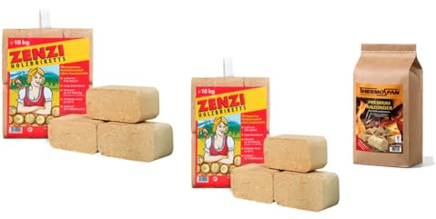 Sanitärshop Baustoffe & Sanitär Set: 2 x 10 kg Holzbriketts Weichholzbriketts RUF zum Heizen für Kamin Grill Heizung - 1 kg Anzünder
