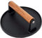 JNXHON Herramientas de cocina de hierro fundido resistente, prensa de hamburguesas, prensa de tocino, prensa de carne, prensa de hamburguesas, prensa redonda plana con mango de madera antiquemaduras