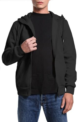 TMK Felpa con Cappuccio Uomo per Autunno/Inverno Chiusura a Zip Fodera Peluche Art. 0250 (XXL, Nero)