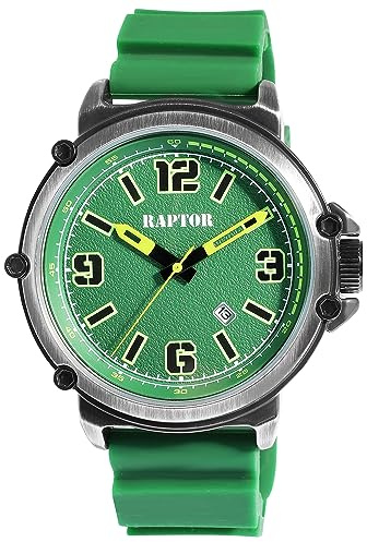 Raptor Xander Herren-Uhr Silikon Armband Datum Analog Quarz RA20375 (grün)