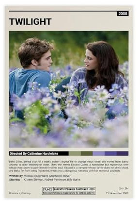 MAHWER Twilight Filmposter auf Leinwand, Schlafzimmer, Dekoration, Sport, Landschaft, Büro, Raumdekoration, Geschenk, ungerahmt, 30 x 45 cm