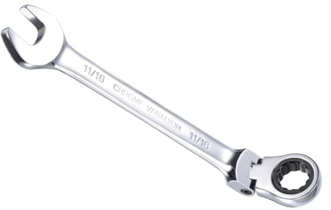 CoCud Flex-Kopf Ratschenschlüssel, 11/16 Kopf SAE 72-Zähne, Cr-V Kombinationsschlüssel Schraubenschlüssel - (Anwendungen: für Reparaturarbeiten im Haushalt)