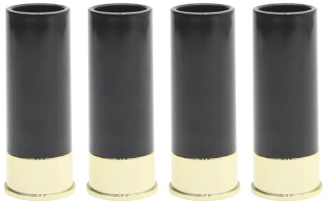 curfair Coole Trinkgläser, Schnapsschalen-Schnapsgläser, 4 Stück, 12-Gauge-Schnapsgläser, Schnapsgläser aus lebensmittelechtem Kunststoff, Weingläser-Set mit Jagdmotiv Schwarz