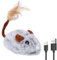MiOYOOW Jouet Interactif de Souris Chat, Souris Jouets de Chat Rechargeable USB, Jouets en Plume pour la Simulation de Chasse d'exercice d'ennui de Jeu Automatique de Chaton de Chat d'intérieur
