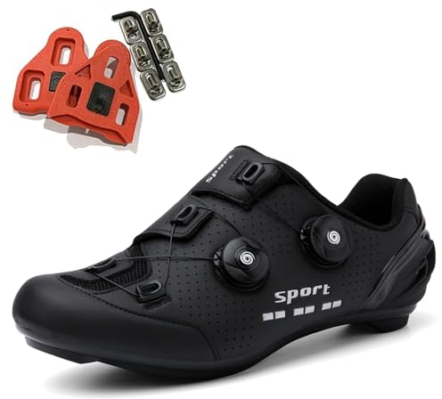 SDEQA Herren Fahrradschuhe Damen Rennrad Sneakers Kompatible mit Peloton Look SPD SPD-SL Delta Lock Pedal Anti-Skid Atmungsaktiv Radschuhe Schuhe,Schwarz,39 EU