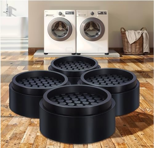 Ezprotekt Lot de 4 rehausseurs de meubles réglables ronds de 2,5 cm en caoutchouc antidérapant robuste, empilables, pour machine à laver, crée un canapé supplémentaire de 2,5 cm, 5,1 cm ou 7,6 cm
