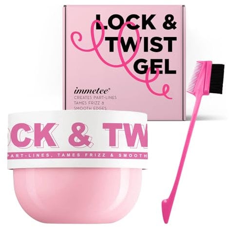 immetee Gel Para Trenzas Africanas Fuerte,Braid Gel,Gel Fijador Pelo,Smooth Edges,Hidratante Capilar,Fijación Fuerte,Sin Residuos,Efecto Anti-Frizz.200g (Rosa)