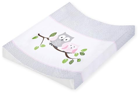 Julius Zöllner® 2-Keil Wickelauflage 50x65 cm - weiche Wickelunterlage - Baby Wickeltischauflage - Folie, wasserdicht & abwischbar - Made in Germany - OEKO-TEX Standard 100 - Eulen rosa
