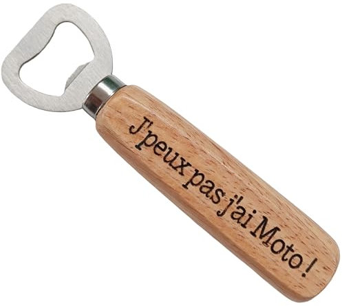 Décapsuleur Moto - Cadeau Motard Original - Ouvre Bouteille en Boix et acier inoxydable pour Fan de Moto Cadeaux Anniversaire Homme Noël Saint Valentin