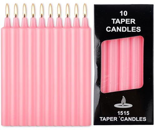 Luckwaii Stabkerzen 20 Stück Stabkerzen Rosa Lange Kerzen, Unparfümierte Lange Brenndauer Dekorative Leuchterkerzen Stabkerze für Feste, Partys, Familienessen 15 cm ø 1,5 cm