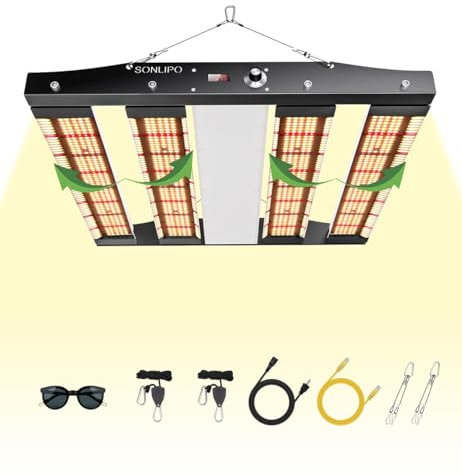 Sonlipo 250W LED Grow Lampe - Wachstumslampe - Mit 1220 SAMSUNG - LEDs, 3 - Modus Vollspektrum, Timer und Dimmbar für 90×90 cm Innenpflanzen, Gemüse und Blumen