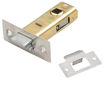 Gettimore 2 Pack Polished Brass Radius Tubular Latches stainless steel passage latch for Internal Wooden Doors 30-45mm Backset(30mm)