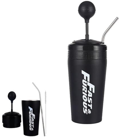 Fast and Furious 10 Becher,Schalthebel Stil Becher mit Strohhalm und Deckel,500 ml Wasserflasche,500ml Wasserbecher aus Edelstahl, Wasserbecher für Filmfans Geschenkbecher