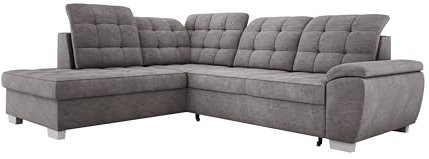 Ecksofa LOTTA In Hochwertigem ASTI Stoff, Mit Schlaffunktion, Geräumigem Stauraum Und Eleganter Polsterung Für Das Wohnzimmer, Maße 258x212cm, Anordnung der Möbel Linksseitig Farbe: HELLGRAU