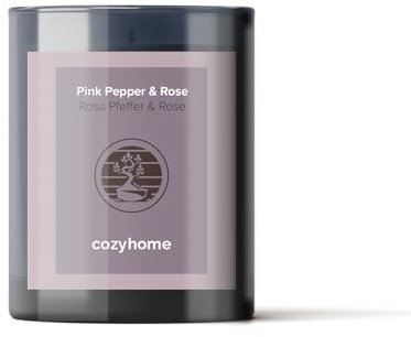 Cozyhome Rosa Pfeffer-Rose Sojawachs Duftkerzen im Glas - Handgefertigte Sojawachs Deko Kerzen aus Deutschland - Premium Sojawachskerze mit intensiver Duft und langer Brenndauer