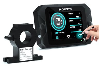 ECO-WORTHY Upgraded Battery Monitor 300A 12V/24V/36V/48V, 3.5 Inch Touchable Display Battery Monitor with Alarm, 9-80V Li-Ion/LiFePO4/Gel Batteries, Battery Tester for Motorhomes, Solar Systems